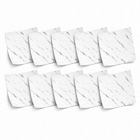SOGA Peel & Stick Floor and Wall Tiles 30 x 30cm 10 Pack White Faux Marble