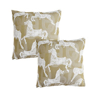 SOGA 2X 50cm Vintage Olive Green White Horse Pattern Throw Pillow