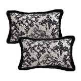 SOGA 2X 30cm Vintage Black Pillowcase Set Black Herringbone Pattern Lumbar Throw Pillow