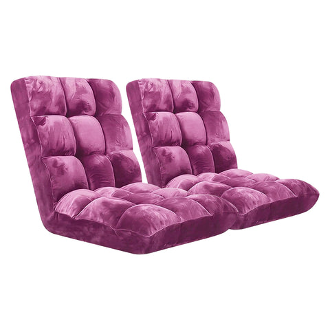 SOGA 2X Floor Recliner Folding Lounge Sofa Futon Couch Folding Chair Cushion- Magenta