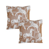 SOGA 2X 50cm Bohemian Camel Brown White Horse Pattern Throw Pillow