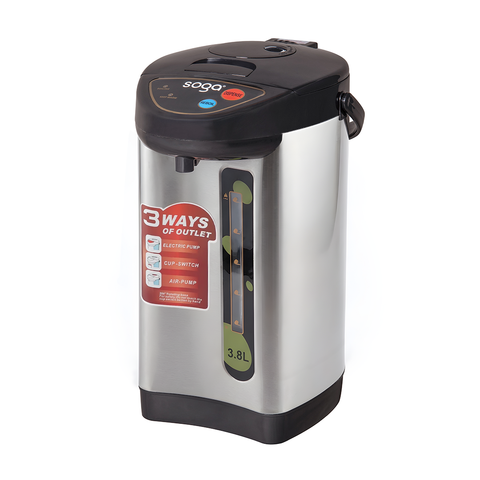 SOGA 3.8L Silver Stainless Steel Electric Thermal Pot Dispenser with 3 Dispensing Modes
