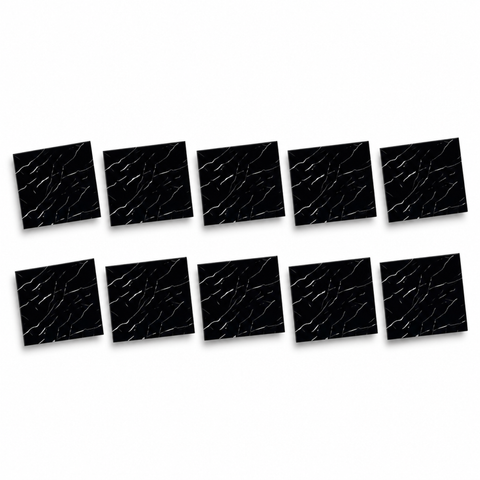 SOGA Peel & Stick Floor and Wall Tiles 60 x 60cm 10 Pack Black Faux Marble