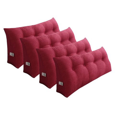 SOGA 4X 120cm Rose Red Triangular Wedge Bed Pillow Headboard Backrest Bedside Tatami Cushion Home Decor