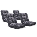 SOGA Floor 4x Recliner Folding Lounge Sofa Futon Couch Folding Chair Cushion Grey