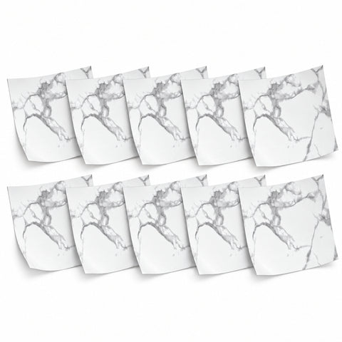 SOGA Peel & Stick Floor and Wall Tiles 60 x 60cm 10 Pack White Grey Faux Marble