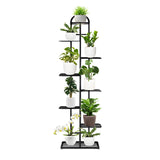 SOGA 8 Tier 9 Pots Black Metal Plant Stand Flowerpot Display Shelf Rack Indoor Home Office Decor