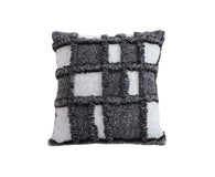SOGA 50cm Bohemian Gray Fringe Checkerboard Textured Throw Pillow