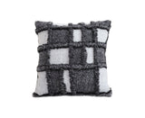 SOGA 50cm Bohemian Gray Fringe Checkerboard Textured Throw Pillow