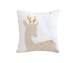 SOGA 45cm Whimsical Beige Reindeer Applique Gold Accent Throw Pillow