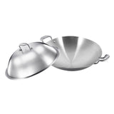 SOGA 3-Ply 38cm Stainless Steel Double Handle Wok Frying Fry Pan Skillet with Lid