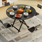 SOGA 2X Black Dining Table Portable Round Surface Space Saving Folding Desk Home Decor