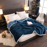 SOGA Throw Blanket Warm Cozy Double Sided Thick Flannel Coverlet Fleece Bed Sofa Comforter Dark Blue