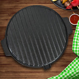 SOGA 30CM Round Cast Iron Korean BBQ Grill Plate with Handles and Drip Lip