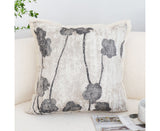 SOGA 45cm Gray Stem Floral Pattern Throw Pillow