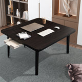 SOGA Black Portable Floor Table Small Square Space-Saving Mini Desk Home Decor