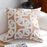SOGA 2X 50cm Artistic Camel Brown White Geometric Pattern Throw Pillow