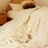 SOGA 150x200cm Throw Blanket White Double Layer Rabbit Fur Cozy Comfort with Stylish Decor