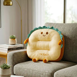 SOGA 2X Smiley Face Toast Bread Cushion Stuffed Car Seat Plush Cartoon Back Support Pillow Home Decor