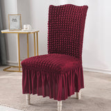 SOGA 2X Burgundy Chair Cover Seat Protector with Ruffle Skirt Stretch Slipcover Wedding Party Home Decor