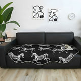 SOGA Two-Seater Black Horse Print 90x180cm Throw Blanket Sofa Cover