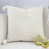 SOGA 2X 45cm Throw Pillow White Soft Plush Christmas Snowflake Ball Square For festive Holiday