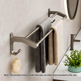 SOGA 62cm Gray Wall-Mounted Double Pole Towel Holder Bathroom Organiser Rail Hanger with Hooks