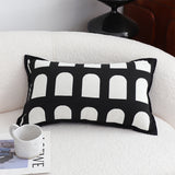 SOGA 2X 30cm Contemporary Black White Geometric Pattern Throw Pillow
