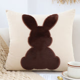 SOGA 2X 45cm Throw Pillow Light Tan Square Cushion with Soft Coffee Bunny Design Decorative Home Decor