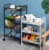 SOGA 2X 3 Tier Steel Black Bee Mesh Kitchen Cart Multi-Functional Shelves Portable Storage Organizer with Wheels