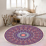 SOGA 90cm Purple Mandala Round Carpet for Living Room Bedroom Anti-slip Doormat, Home Decor