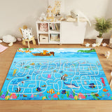 SOGA 120cm Kids Rug Street Map Play Mat Educational Baby Theme Park Area Rugs