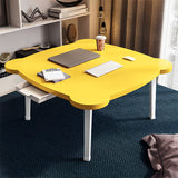 SOGA 2X Yellow Minimalist Cat Ear Portable Floor Table Small Space-Saving Mini Desk Home Decor