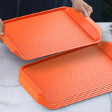 SOGA Rectangular Serving Tray Heavy Duty Waterproof Stackable Plastic Food Snack Pan Set of 5 Orange