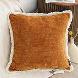 SOGA 45cm Throw Pillow Sunset Orange Chenille Textured with Tassels Stylish Square Cozy Home Decor