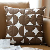 SOGA 2X 45cm Brown Leather Square Pillow Half Moon Patchwork Design Decorative Cushion for Living Room