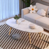SOGA 80x40cm White Stone Pattern Living Room Nordic Coffee Table Modern Style