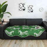 SOGA Two-Seater Green Horse Print 90x180cm Throw Blanket Sofa Cover