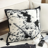 SOGA 2X 45cm Light Vintage Leopard Print Black & White Ink Splatter Wide-Edge SquareThrow Pillow