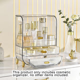 SOGA 3 Tier Transparent Multifunctional Countertop Cosmetic Storage Makeup Perfume Skincare Display Stand Shelf Drawer Type Organiser