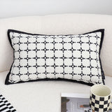 SOGA 35cm Moroccan Black Cross Pattern Black Trim Decorative Throw Pillow