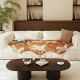 SOGA Four-Seater Orange Horse Print 90x260cm Throw Blanket Sofa Cover