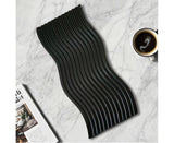 SOGA 39cm Black Wave Ribbed Wooden Serving Tray - Premium Beech Wood Decorative Tray