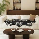 SOGA Three-Seater Black Horse Print 90x210cm Throw Blanket Sofa Cover