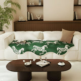 SOGA Three-Seater Green Horse Print 90x210cm Throw Blanket Sofa Cover