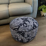 SOGA 2X 50x30CM Black Round Soft Pouffe Seat Cushion Elegant Home Accent Décor Stylish Footstool