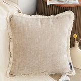 SOGA 2X 45cm Milk Coffee Home Aesthetic Chenille Texture Tassel Square Throw pillow