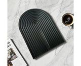 SOGA 32cm Black Ribbed Wooden Serving Tray - Premium Beech Wood Decorative Tray