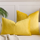 SOGA 30cm Yellow Textured Geometric Pattern Decorative Throw Pillow