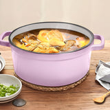 SOGA 2X 26cm Pink Cast Iron Ceramic Stewpot Casserole Stew Cooking Pot With Lid